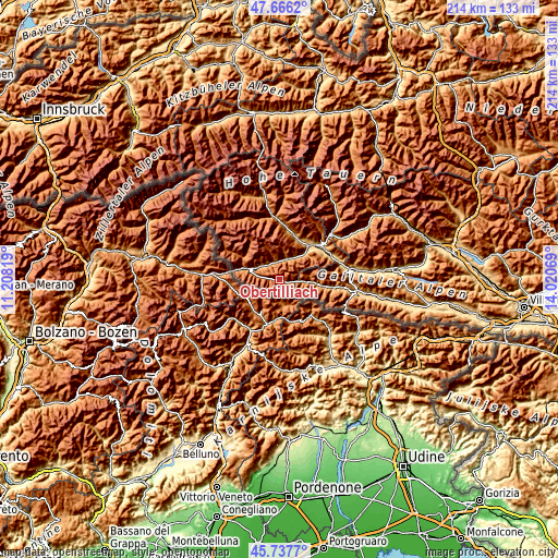 Topographic map of Obertilliach