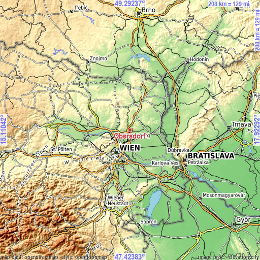 Topographic map of Obersdorf