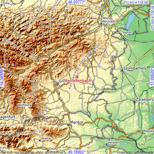 Topographic map of Oberrettenbach