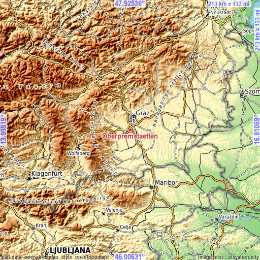 Topographic map of Oberpremstätten