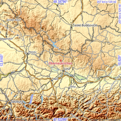 Topographic map of Oberneukirchen