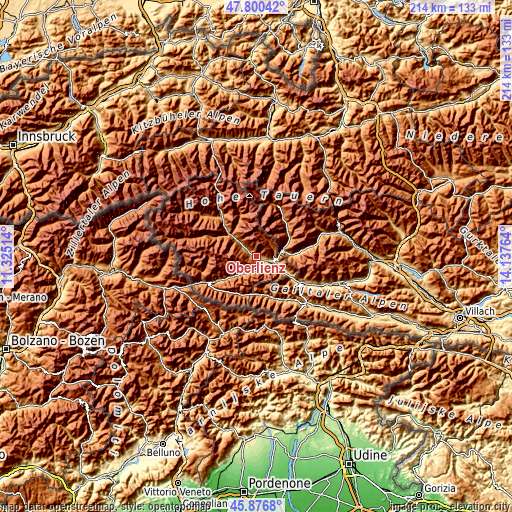 Topographic map of Oberlienz