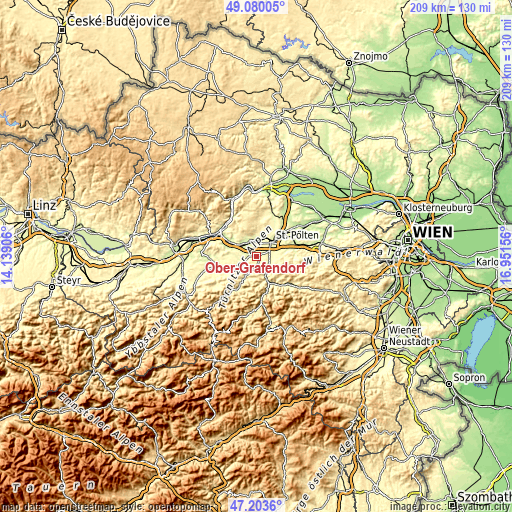 Topographic map of Ober-Grafendorf