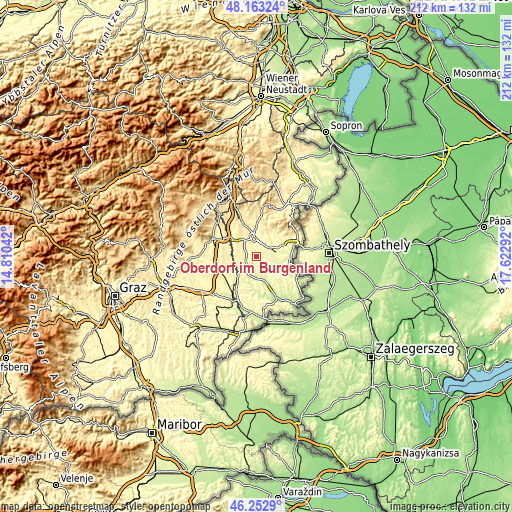 Topographic map of Oberdorf im Burgenland