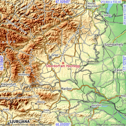 Topographic map of Oberdorf am Hochegg