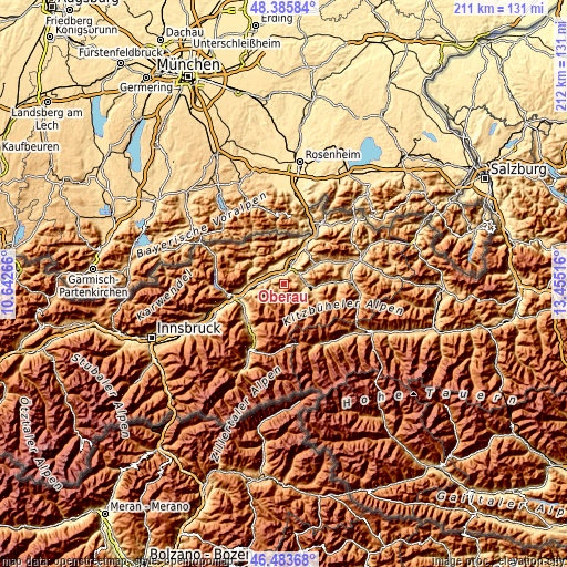 Topographic map of Oberau