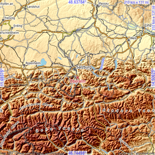 Topographic map of Oberalm