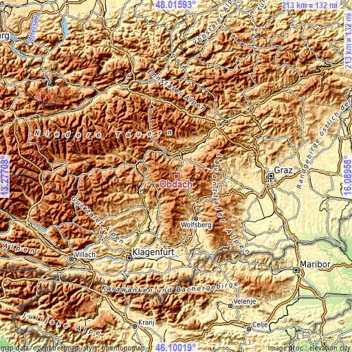 Topographic map of Obdach