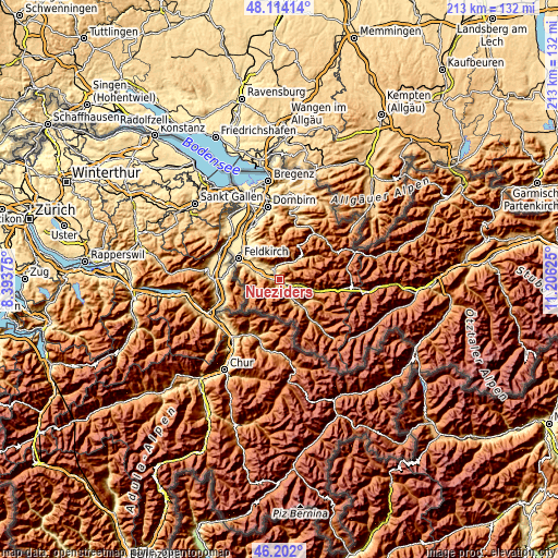 Topographic map of Nüziders