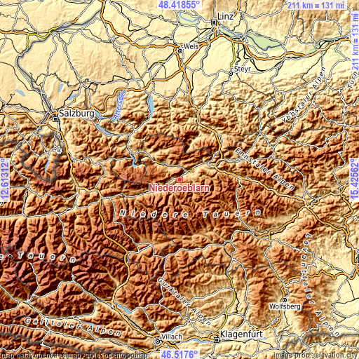 Topographic map of Niederöblarn