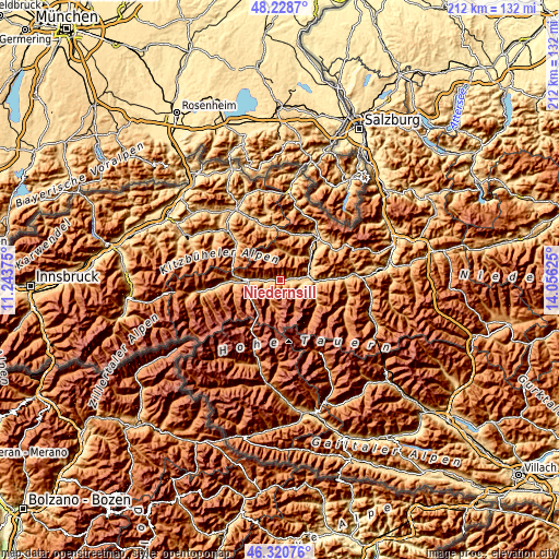 Topographic map of Niedernsill