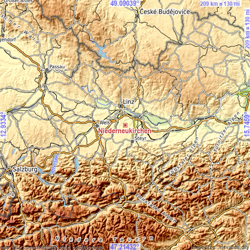 Topographic map of Niederneukirchen