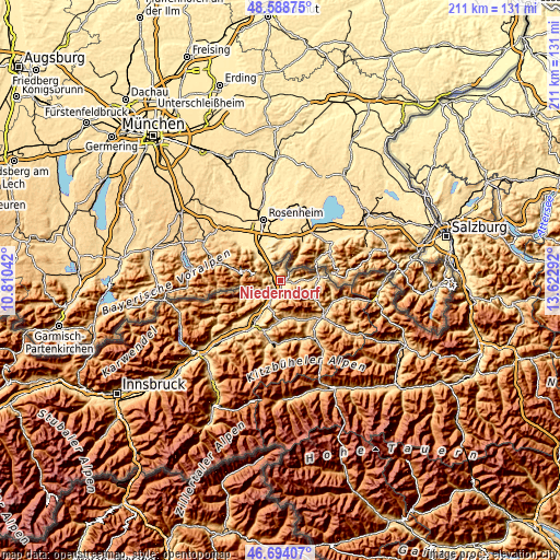 Topographic map of Niederndorf