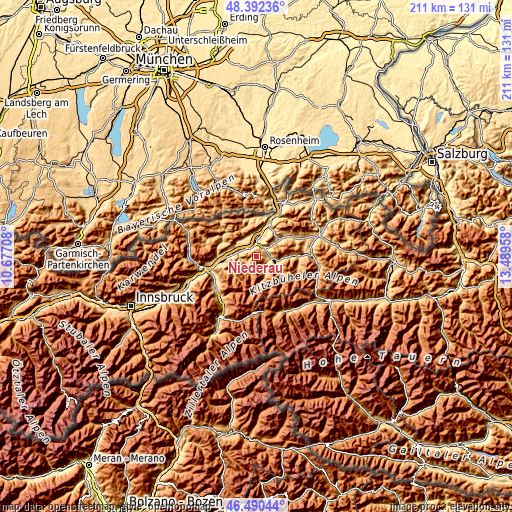 Topographic map of Niederau