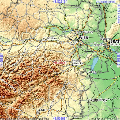 Topographic map of Neusiedl
