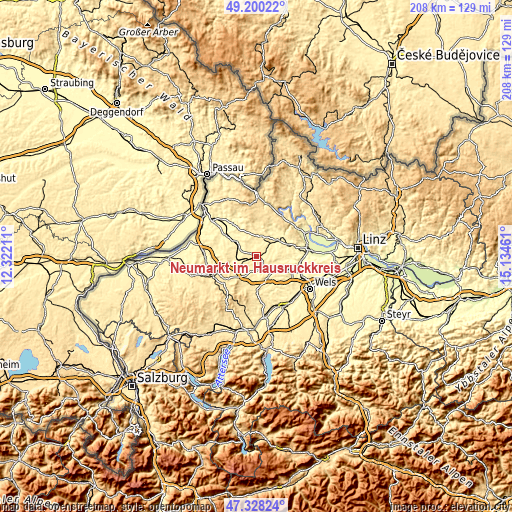 Topographic map of Neumarkt im Hausruckkreis