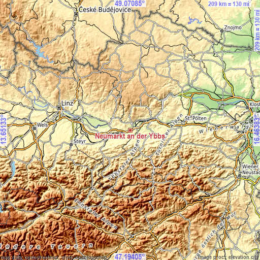 Topographic map of Neumarkt an der Ybbs