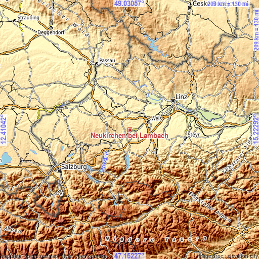 Topographic map of Neukirchen bei Lambach