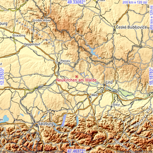 Topographic map of Neukirchen am Walde