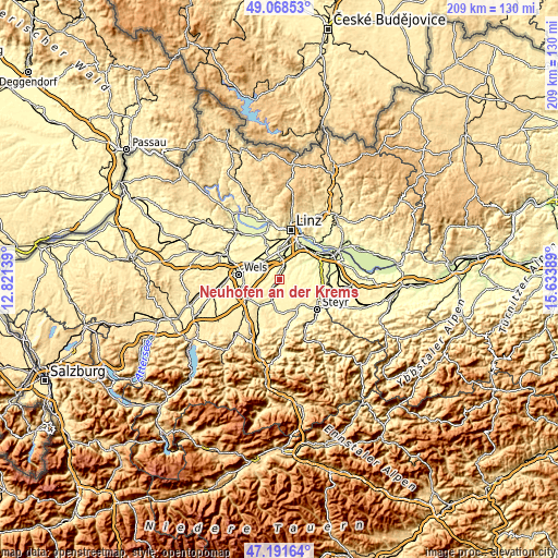 Topographic map of Neuhofen an der Krems
