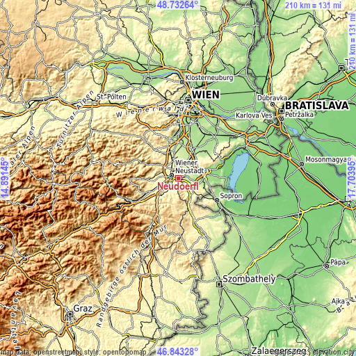 Topographic map of Neudörfl