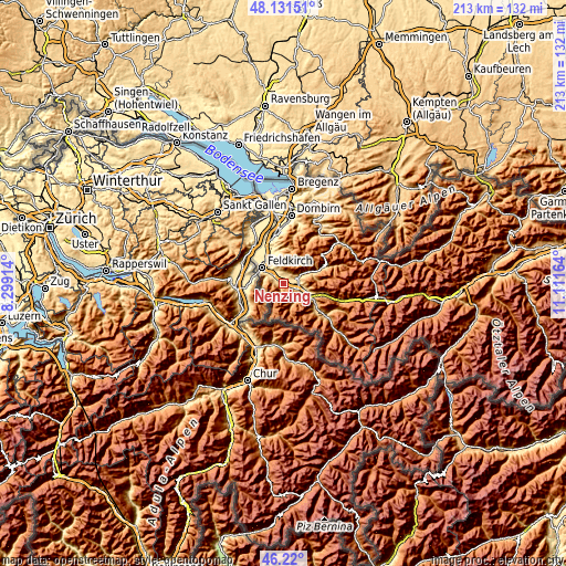 Topographic map of Nenzing