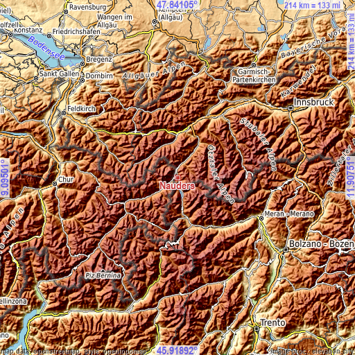 Topographic map of Nauders