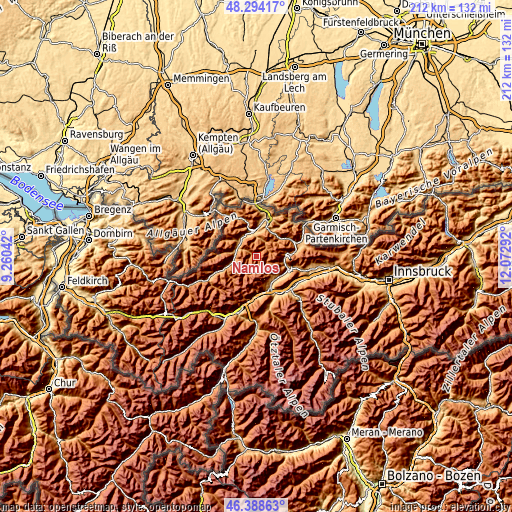 Topographic map of Namlos