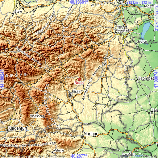 Topographic map of Naas