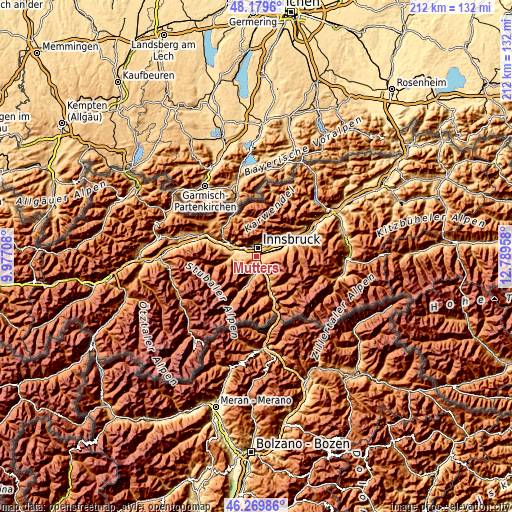 Topographic map of Mutters