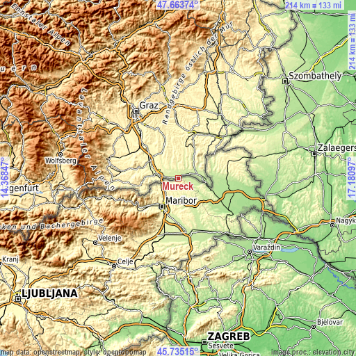 Topographic map of Mureck