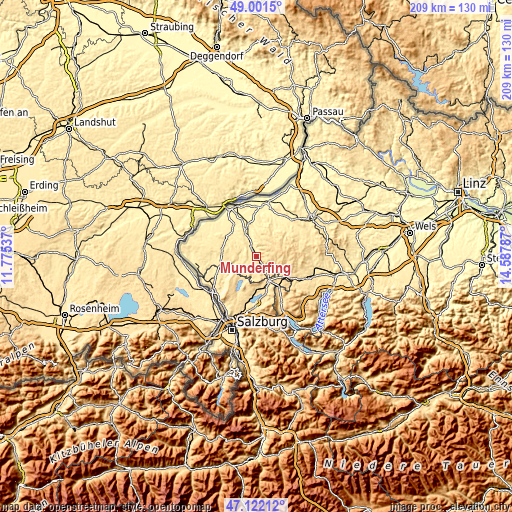 Topographic map of Munderfing