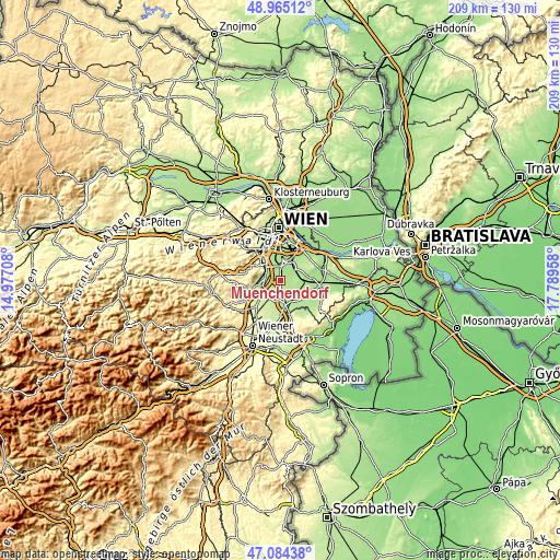 Topographic map of Münchendorf