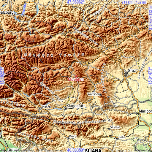 Topographic map of Mühlen