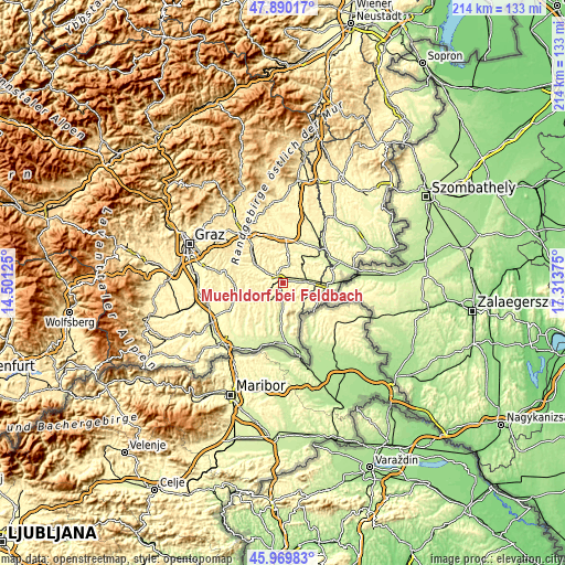 Topographic map of Mühldorf bei Feldbach