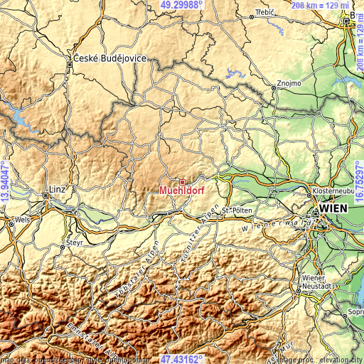 Topographic map of Mühldorf