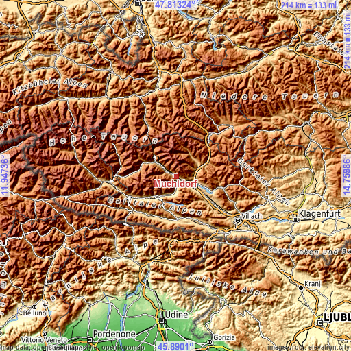 Topographic map of Mühldorf