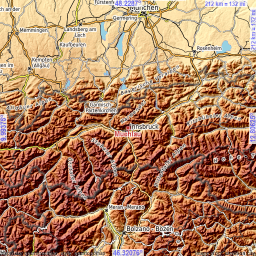 Topographic map of Mühlau