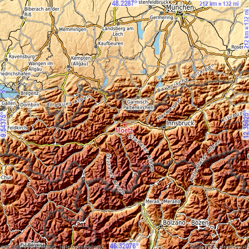 Topographic map of Mötz