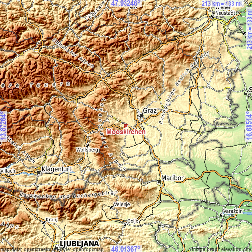 Topographic map of Mooskirchen