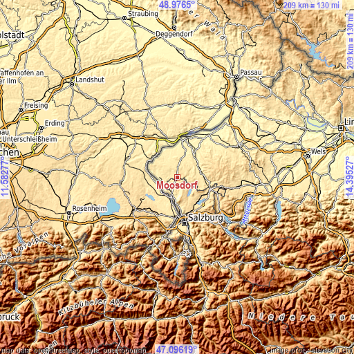 Topographic map of Moosdorf