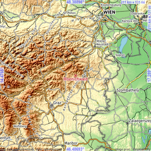 Topographic map of Mönichwald