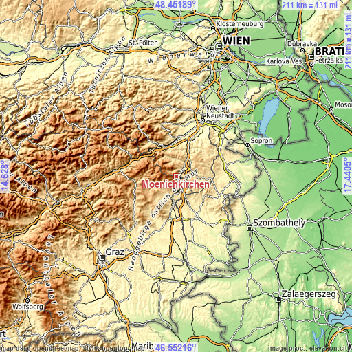 Topographic map of Mönichkirchen