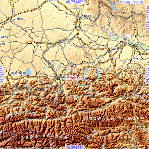 Topographic map of Mondsee