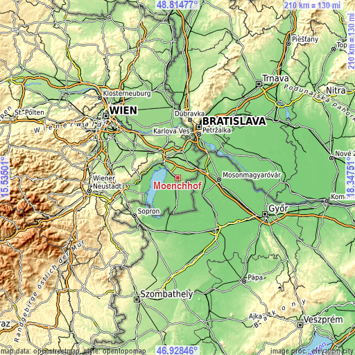 Topographic map of Mönchhof