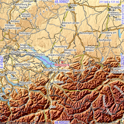 Topographic map of Möggers