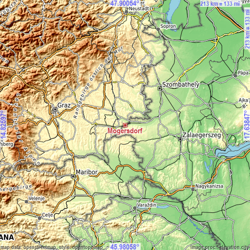 Topographic map of Mogersdorf