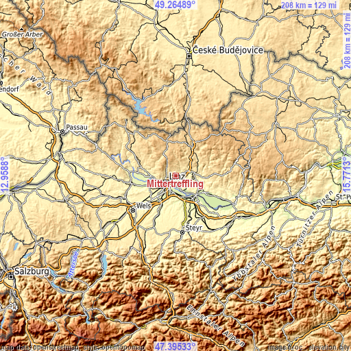 Topographic map of Mittertreffling