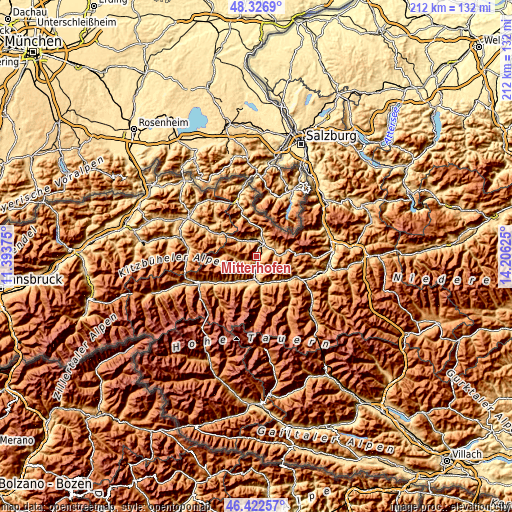 Topographic map of Mitterhofen