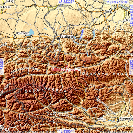 Topographic map of Mitterberghütten